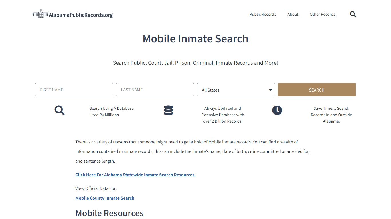 Mobile Inmate Search - Current & Past Jail Records - Alabama Public Records